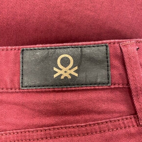 United Colors Of Benetton Burgundy High Rise Jeans Size 14 - Picture 4 of 6